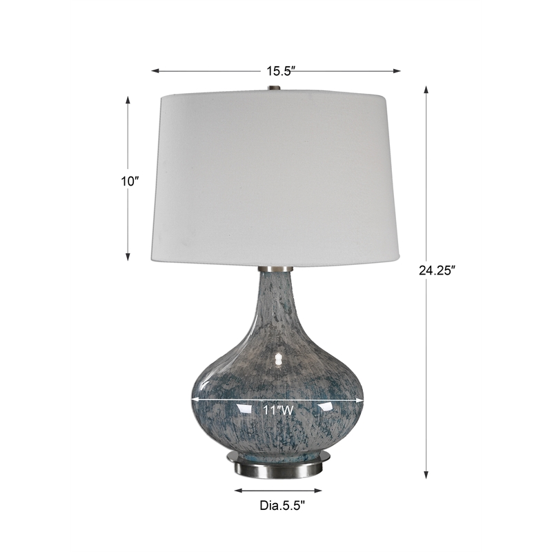 Uttermost Celinda Glass Metal and Fabric Lamp in Blue/Brass/Ivory