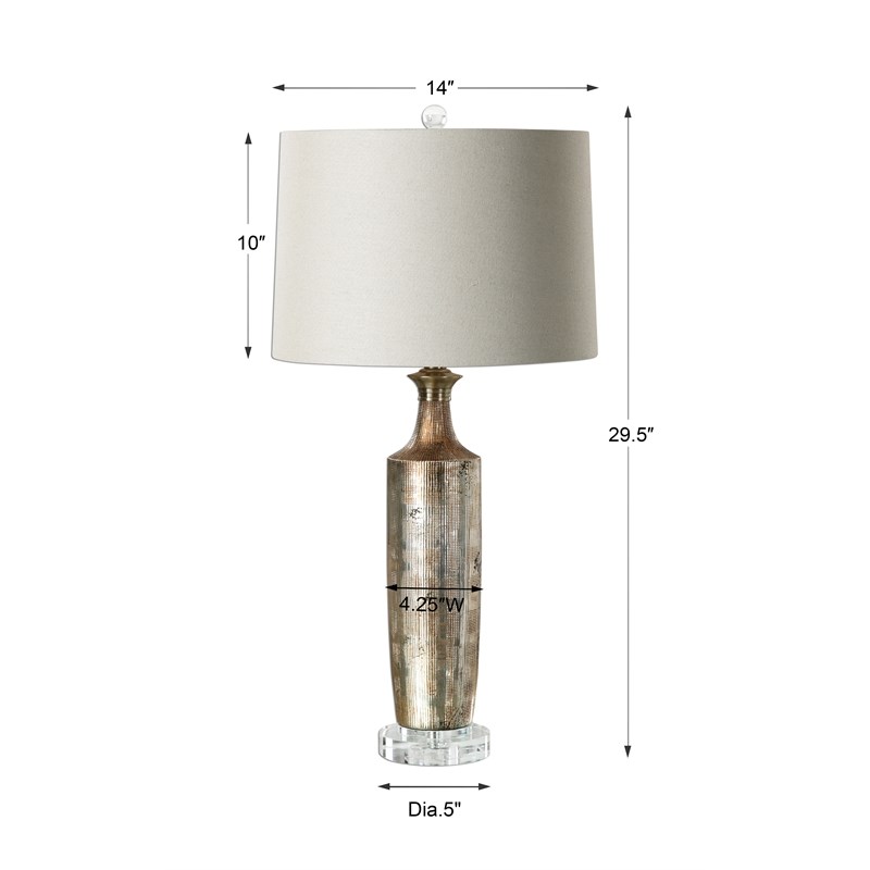 Uttermost Valdieri Contemporary Crystal and Metal Lamp in Bronze/Beige