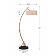 Uttermost Vardar Iron and Fabric Curved Floor Lamp in Brushed Brass/Beige