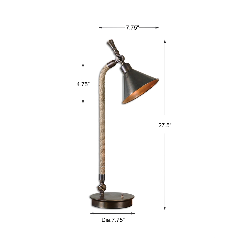 Uttermost Duvall Contemporary Metal and Rope Task Lamp in Bronze