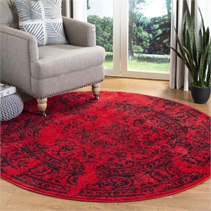 Safavieh Adirondack 4' Round Power Loomed Rug in Red and Black