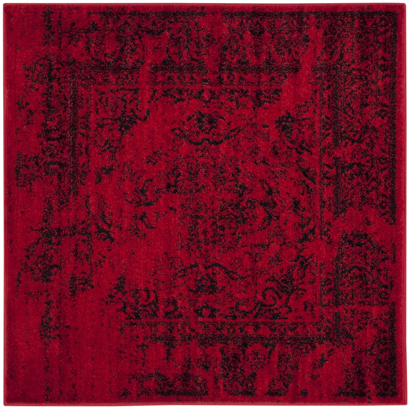 Safavieh Adirondack 4' Square Power Loomed Rug in Red and Black