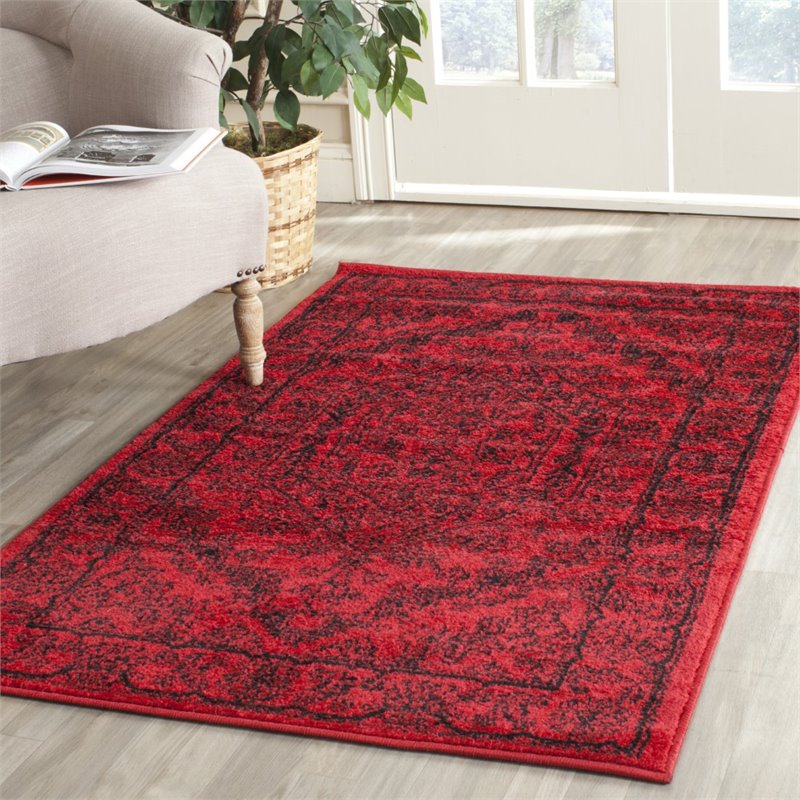Safavieh Adirondack 10' X 14' Power Loomed Rug in Red and Black
