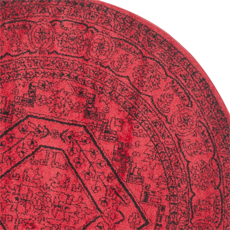 Safavieh Adirondack 4' Round Power Loomed Rug in Red and Black