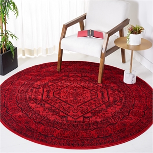 Safavieh Adirondack 4' Round Power Loomed Rug in Red and Black