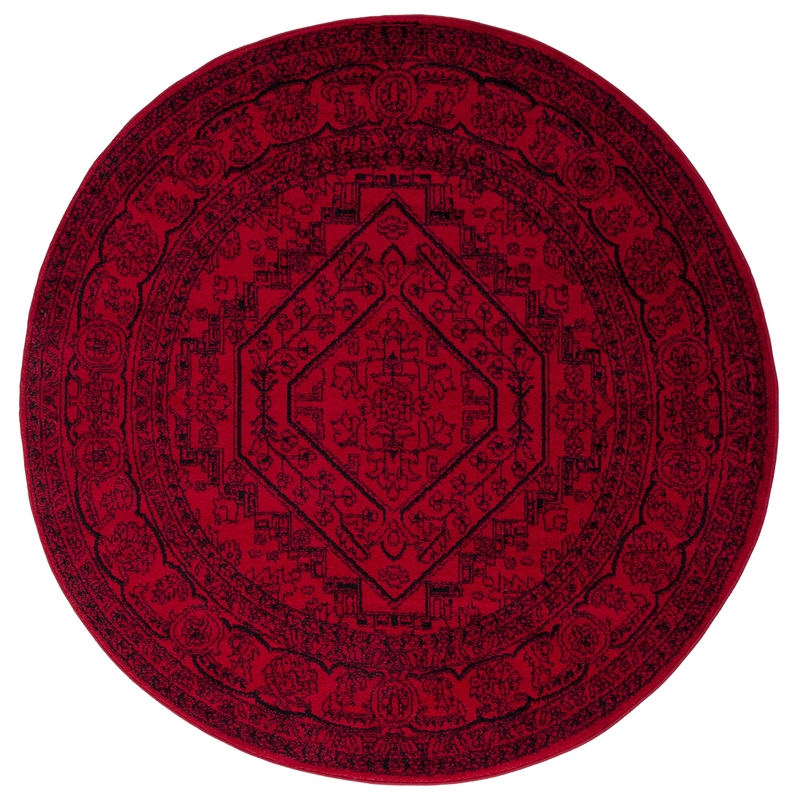 Safavieh Adirondack 4' Round Power Loomed Rug in Red and Black