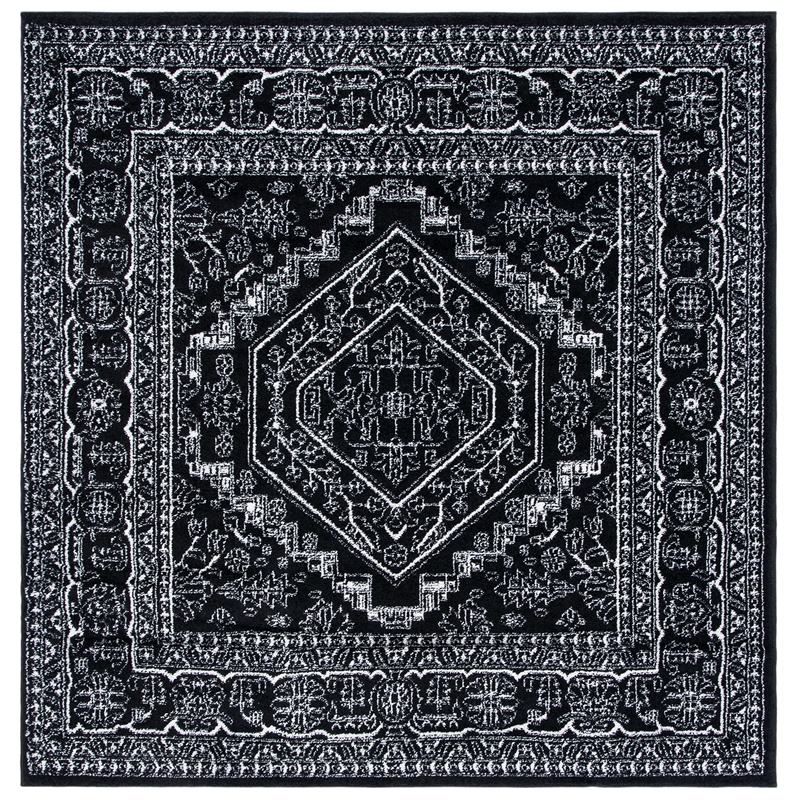 Safavieh Adirondack 4' Square Power Loomed Rug in Red and Black