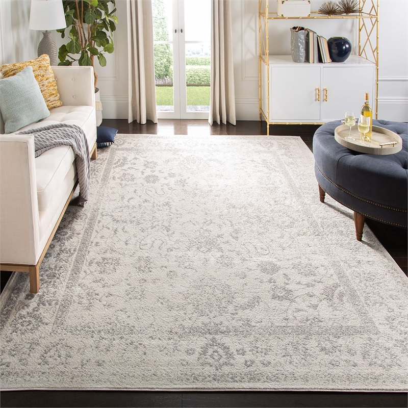 safavieh adirondack 11' x 15' power loomed rug in ivory and silver