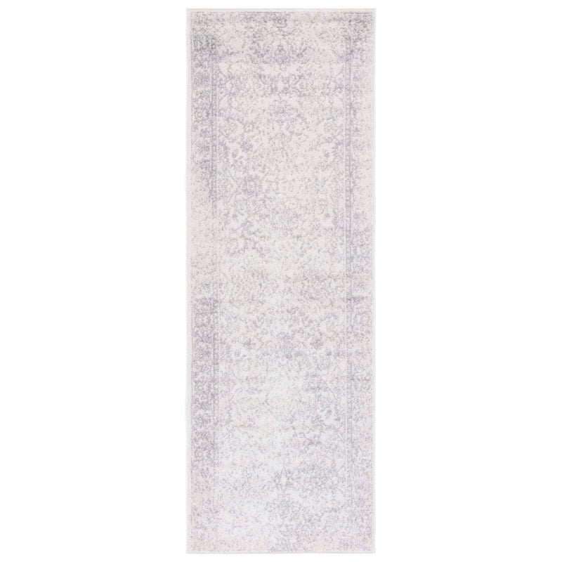 safavieh adirondack 2'6&quot x 18' power loomed rug in ivory and silver