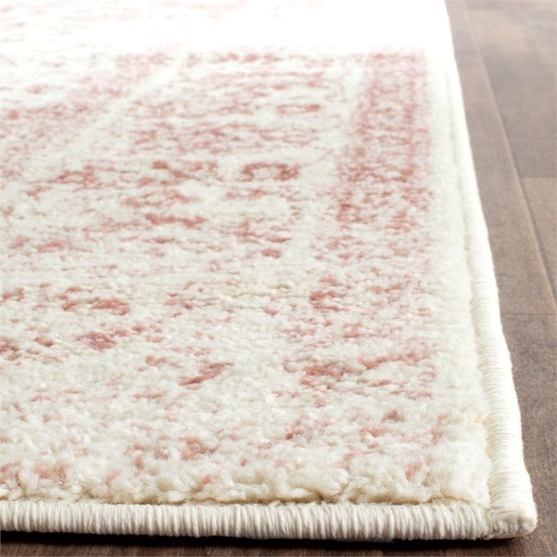 safavieh adirondack 4' x 6' power loomed rug in ivory and rose