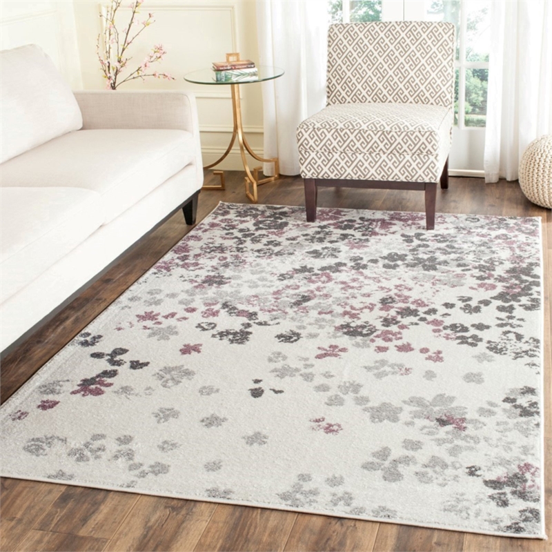 Safavieh Adirondack 3' X 5' Power Loomed Rug in Light Gray and Purple
