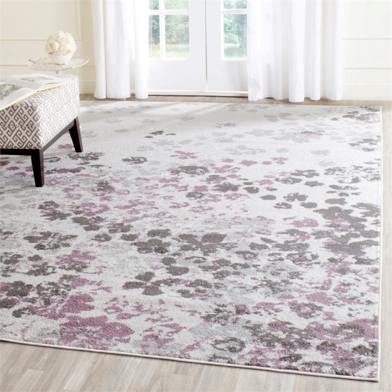 Safavieh Adirondack 4' X 6' Power Loomed Rug in Light Gray and Purple