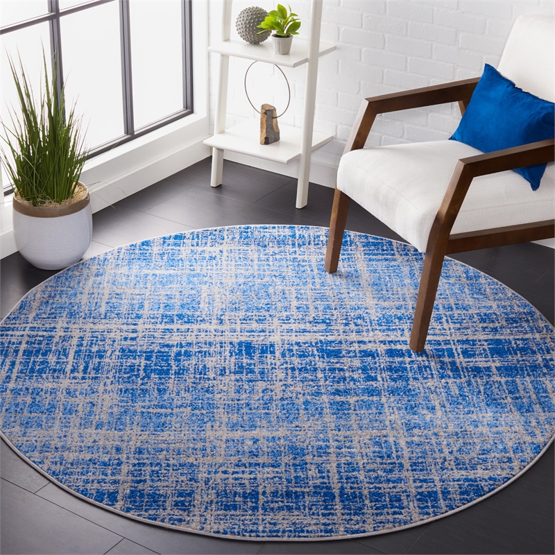 Safavieh Adirondack 6' Round Power Loomed Rug in Blue and Silver
