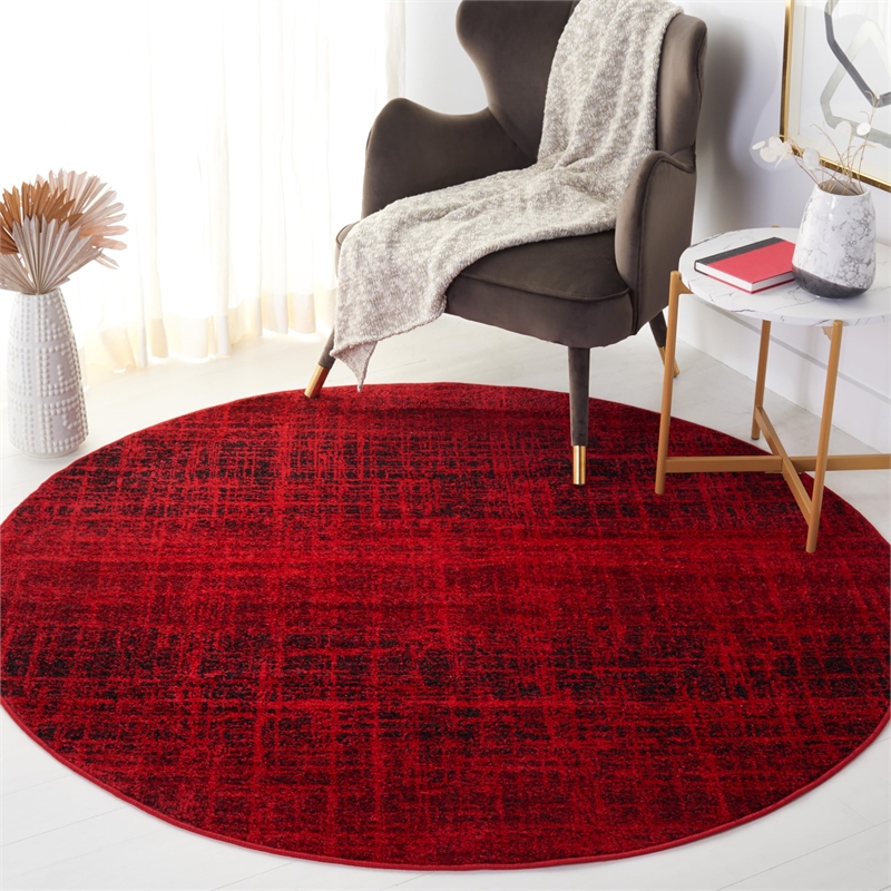 Safavieh Adirondack 6' Round Power Loomed Rug in Red and Black