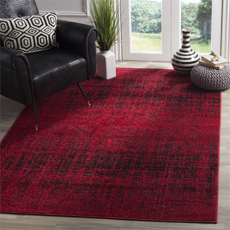 Safavieh Adirondack 6' Square Power Loomed Rug in Red and Black