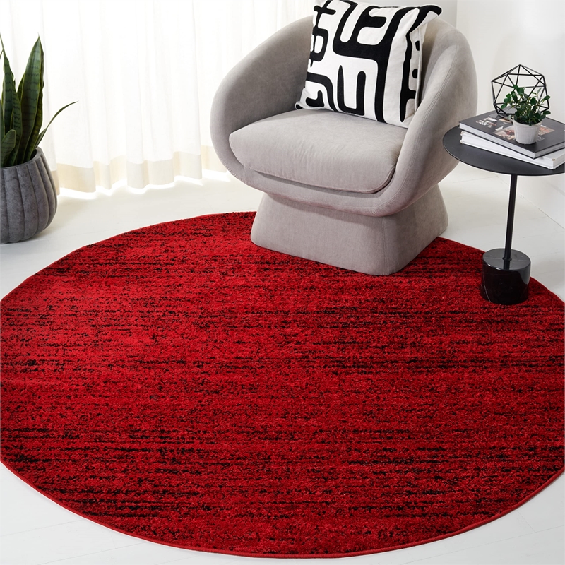 Safavieh Adirondack 6' Round Power Loomed Rug in Red and Black