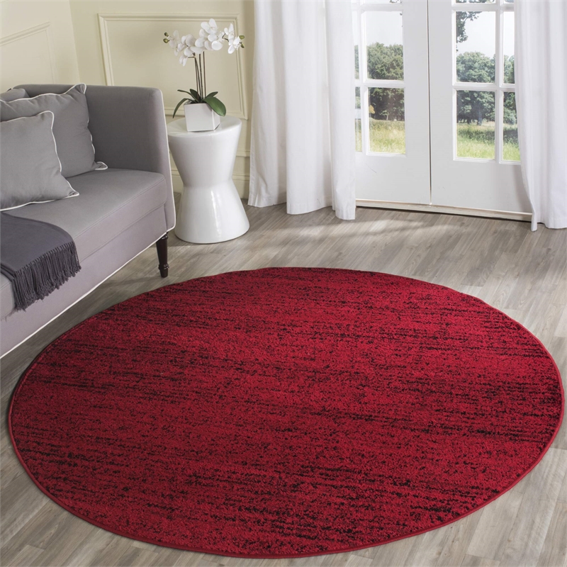 Safavieh Adirondack 6' Round Power Loomed Rug in Red and Black