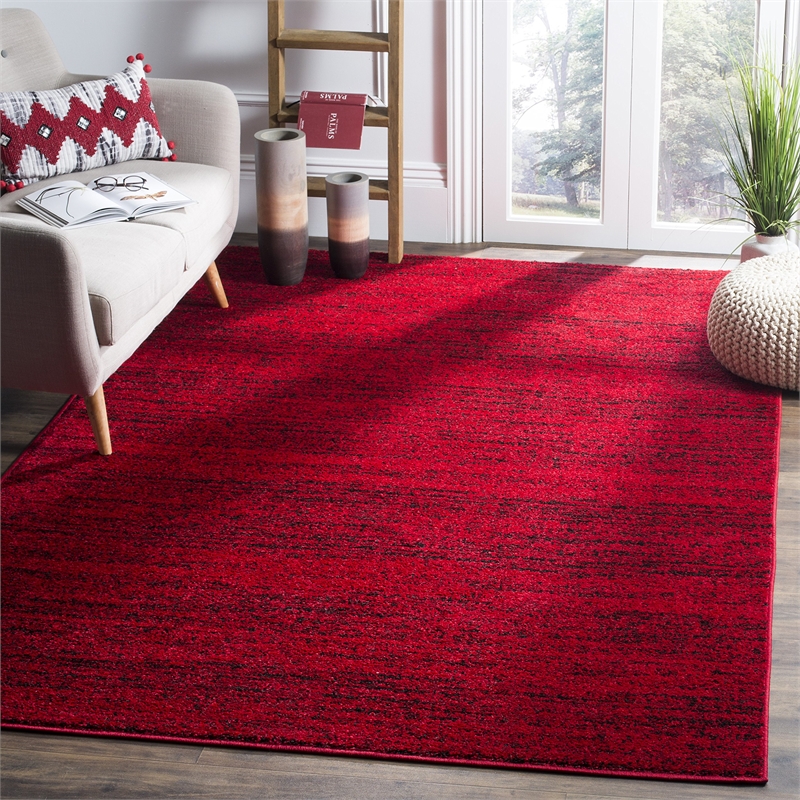 Safavieh Adirondack 6' Square Power Loomed Rug in Red and Black
