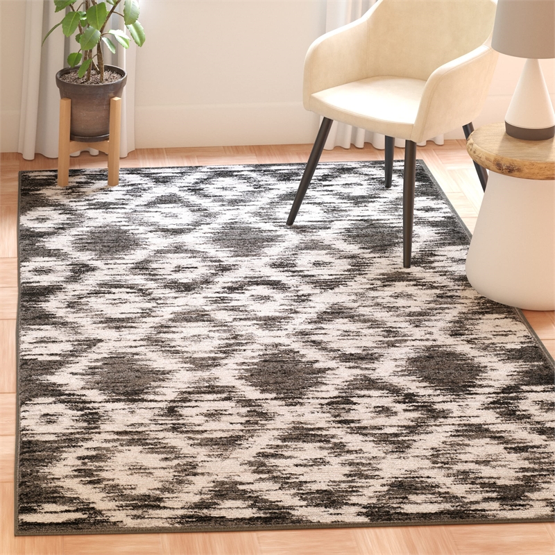 Safavieh Adirondack 3' X 5' Power Loomed Rug in Charcoal and Ivory