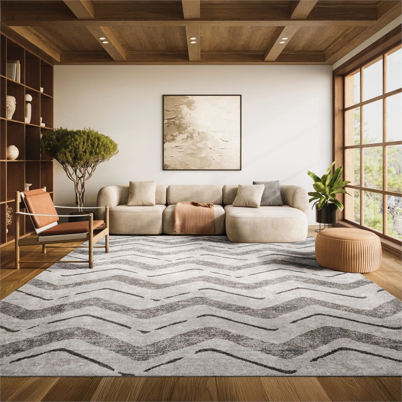 Safavieh Adirondack 9' X 12' Power Loomed Rug in Silver and Charcoal