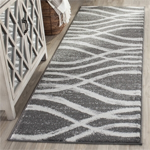 Safavieh Adirondack 2'6&quot X 8' Power Loomed Rug in Charcoal and Ivory