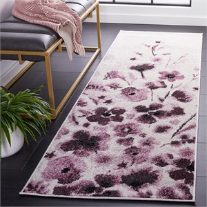 Safavieh Adirondack 2'6&quot X 8' Power Loomed Rug in Ivory and Purple