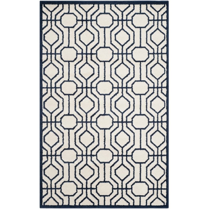 Safavieh Amherst 6' X 9' Power Loomed Rug in Ivory and Navy
