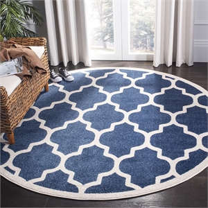 Safavieh Amherst 5' Round Power Loomed Rug in Navy and Beige
