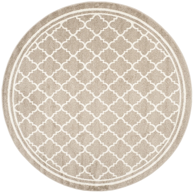 Safavieh Amherst 9' Round Power Loomed Rug in Wheat and Beige