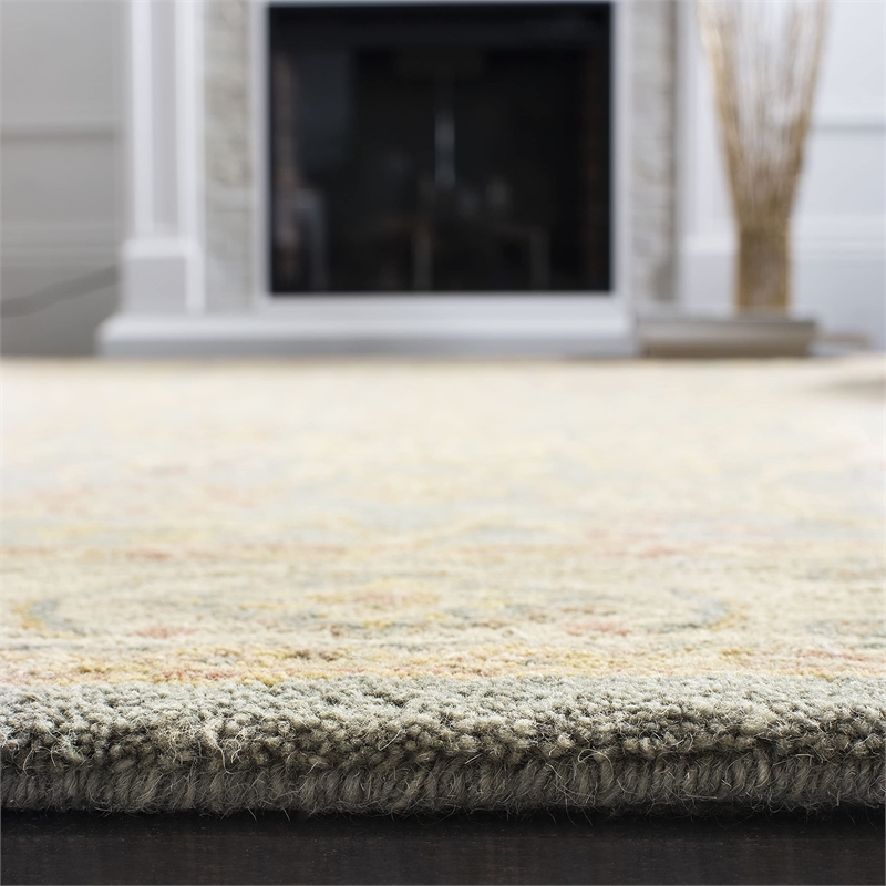 Safavieh Antiquity 12' X 18' Hand Tufted Wool Rug in Blue and Ivory