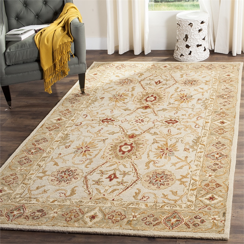 Safavieh Antiquity 4' X 6' Hand Tufted Wool Rug in Gray Beige and Sage