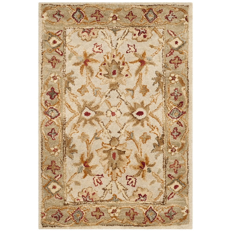 Safavieh Antiquity 6' X 9' Hand Tufted Wool Rug in Gray Beige and Sage