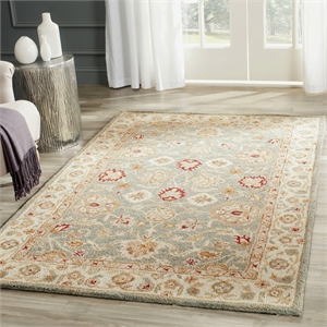 Safavieh Antiquity 4' X 6' Hand Tufted Wool Rug in Gray Blue and Beige