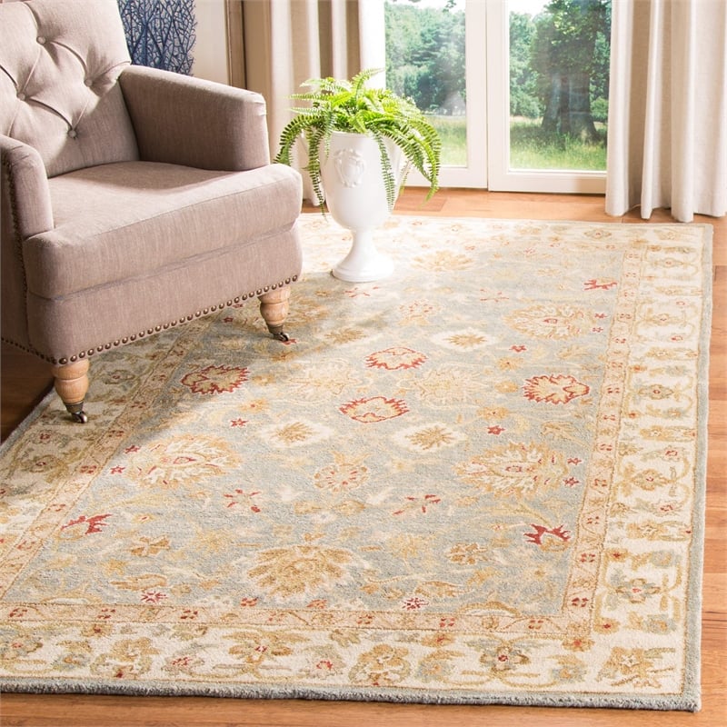 Safavieh Antiquity 5' X 8' Hand Tufted Wool Rug in Gray Blue and Beige