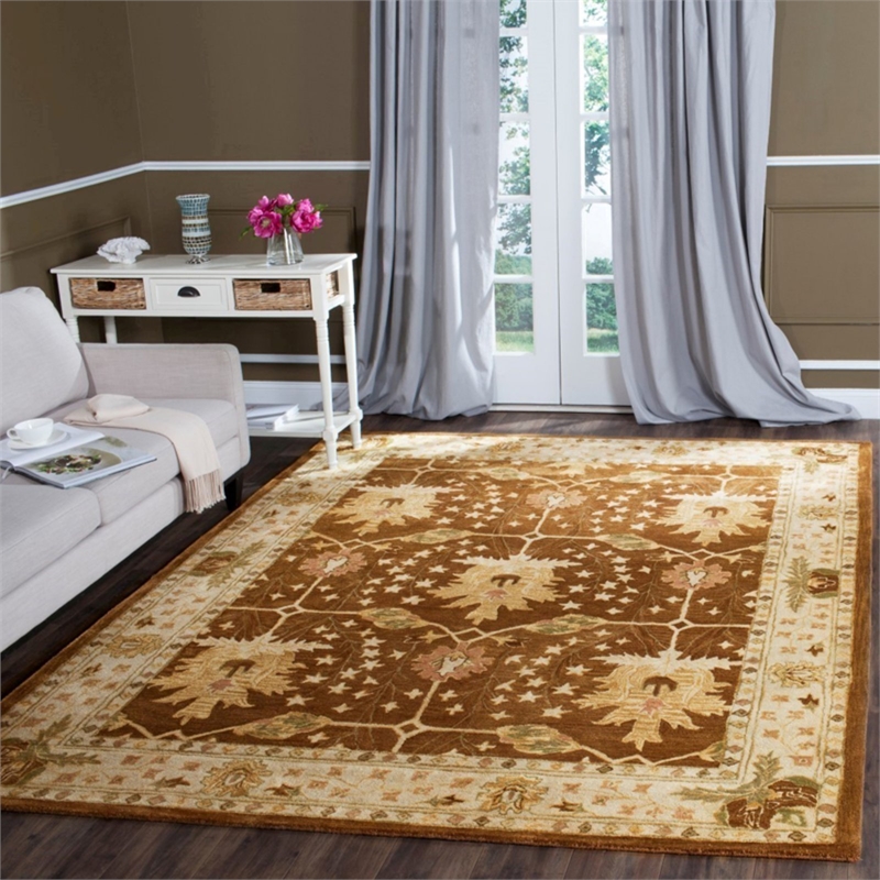 Safavieh Antiquity 3' X 5' Hand Tufted Wool Rug in Brown and Beige
