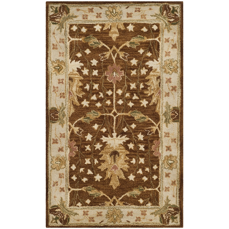 Safavieh Antiquity 4' X 6' Hand Tufted Wool Rug in Brown and Beige