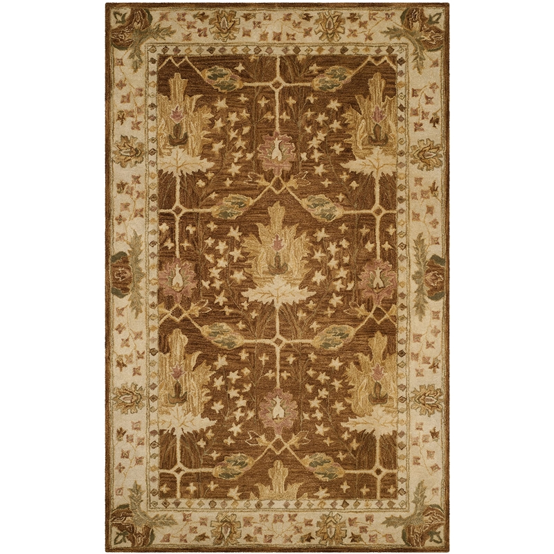 Safavieh Antiquity 5' X 8' Hand Tufted Wool Rug in Brown and Beige