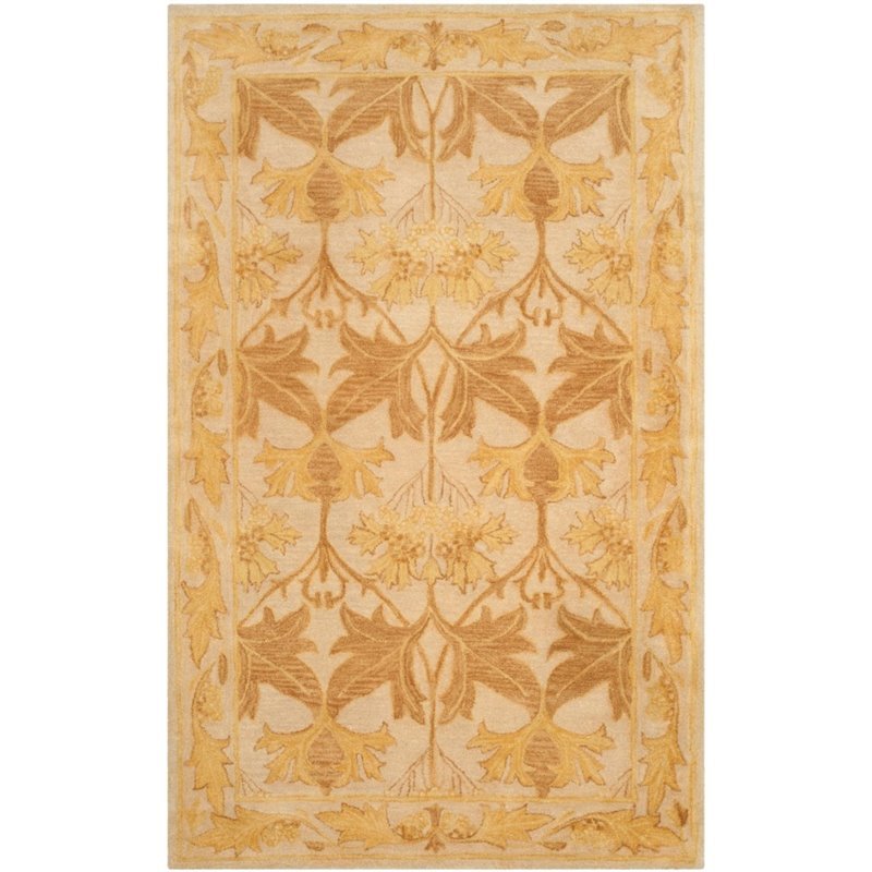 Safavieh Antiquity 4' X 6' Hand Tufted Wool Rug in Beige and Gold