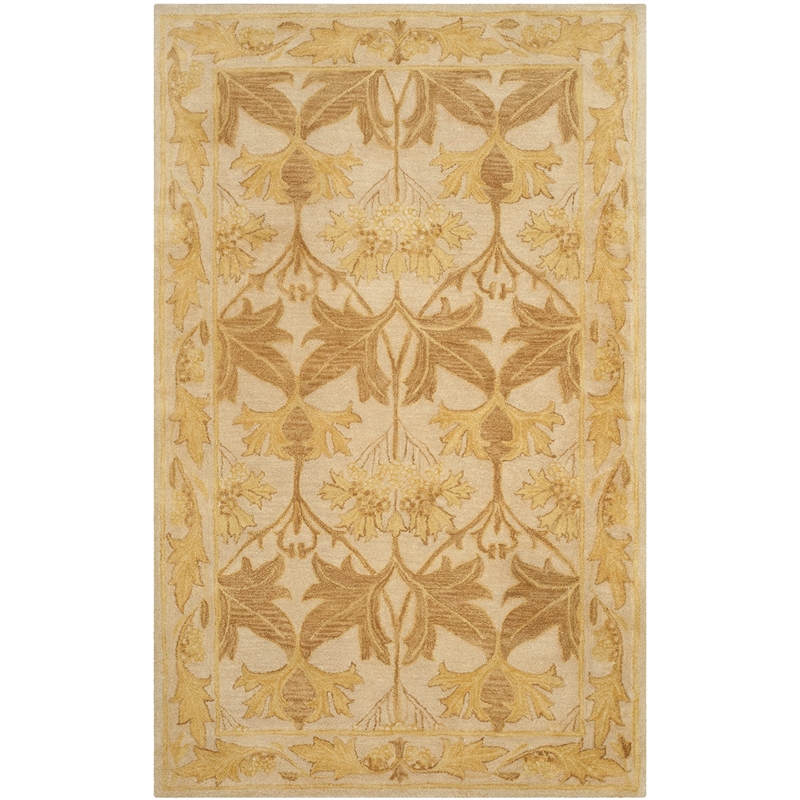 Safavieh Antiquity 5' X 8' Hand Tufted Wool Rug in Beige and Gold