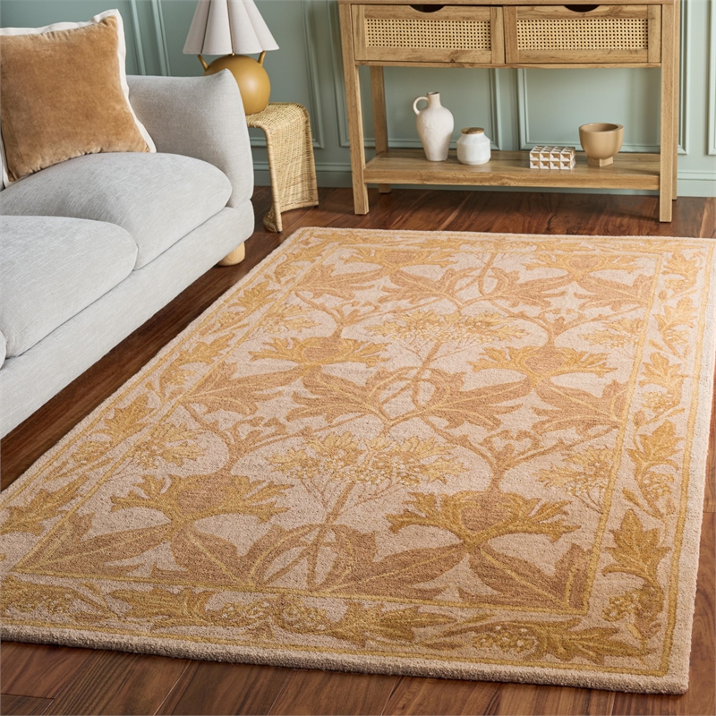 Safavieh Antiquity 6' X 9' Hand Tufted Wool Rug in Beige and Gold