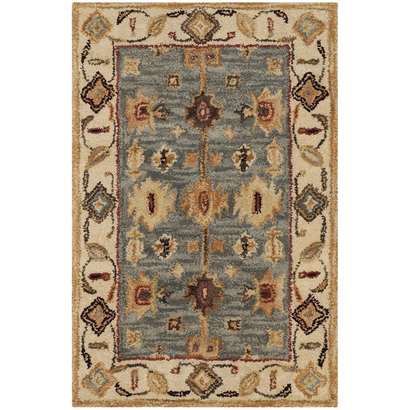 Safavieh Antiquity 2' X 3' Hand Tufted Wool Rug in Blue and Ivory