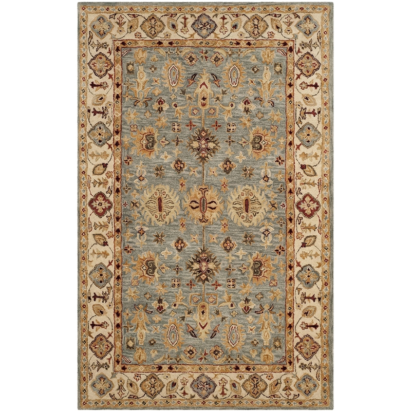 Safavieh Antiquity 5' X 8' Hand Tufted Wool Rug in Blue and Ivory