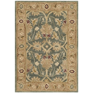 Safavieh Antiquity 4' X 6' Hand Tufted Wool Rug in Teal Blue and Taupe