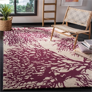 Safavieh Bella 4' X 6' Hand Tufted Wool Pile Rug in Beige and Purple