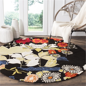 Safavieh Bella 5' Round Hand Tufted Wool Pile Rug in Black