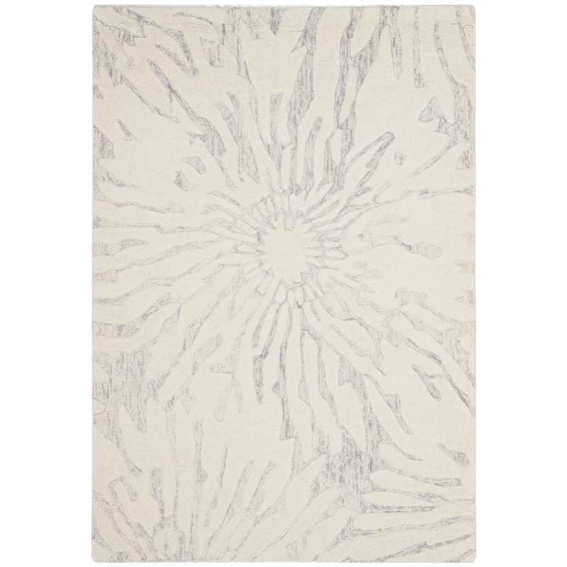 Safavieh Bella 4' X 6' Hand Tufted Wool Pile Rug in Silver and Ivory