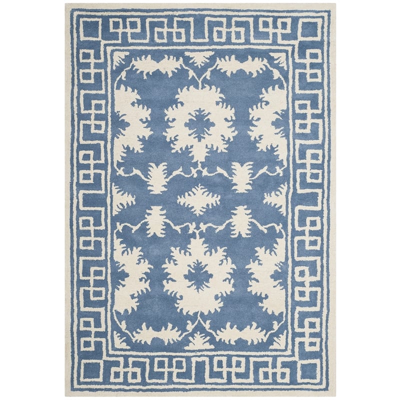 Safavieh Bella 4' X 6' Hand Tufted Wool Pile Rug in Blue and Ivory