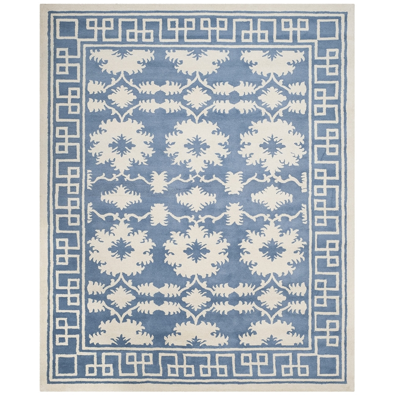 Safavieh Bella 8' X 10' Hand Tufted Wool Pile Rug in Blue and Ivory