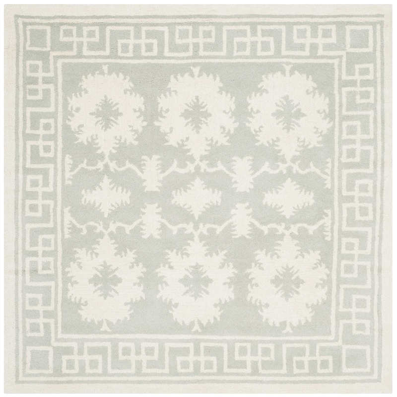 Safavieh Bella 5' Square Hand Tufted Wool Rug in Gray and Ivory