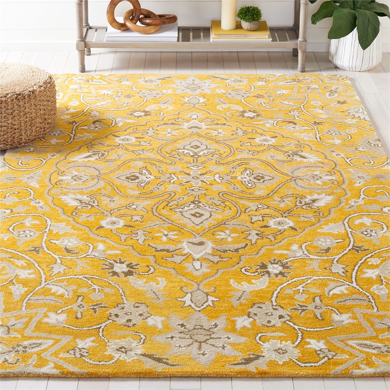 Safavieh Bella 4' X 6' Hand Tufted Wool Pile Rug in Gold and Taupe